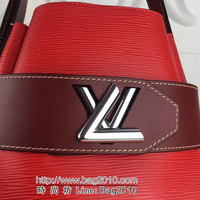 路易威登LV頂級原單M55188櫻桃紅 2019早春新款水波紋牛皮水桶包Noé系列 YDH1523